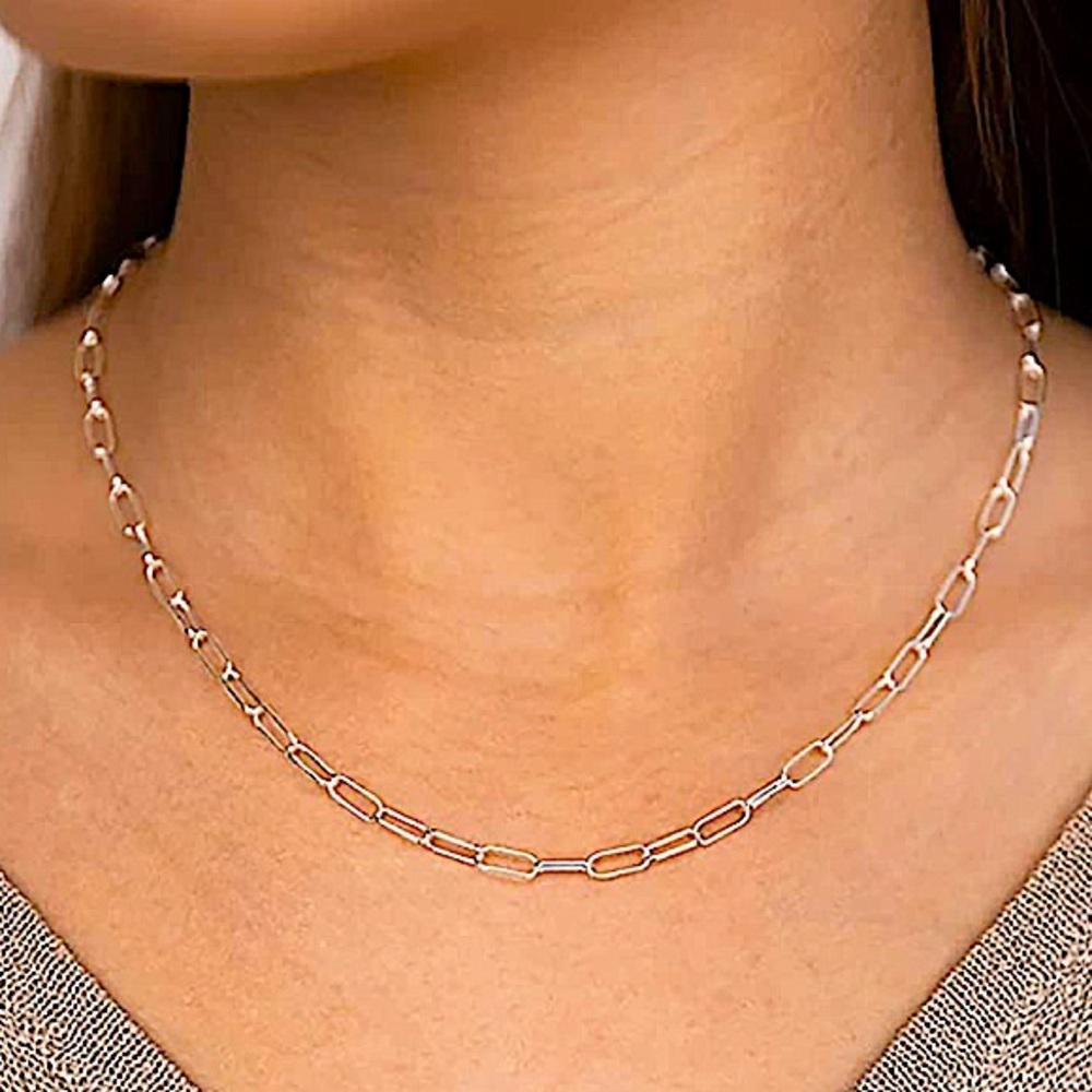 Sterling silver paperclip necklace